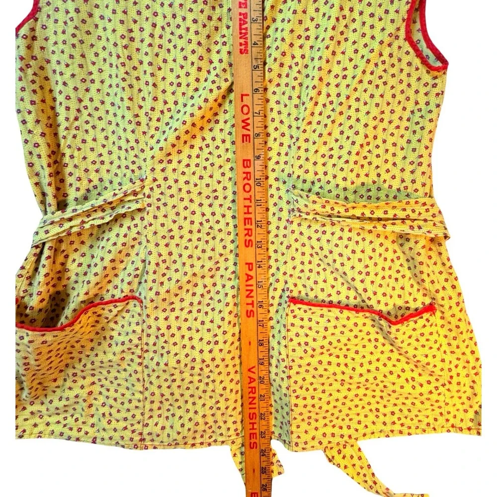 1940s Wrap Apron Vintage Hooverette Yellow & Red Floral WWII Era Retro Farmhouse